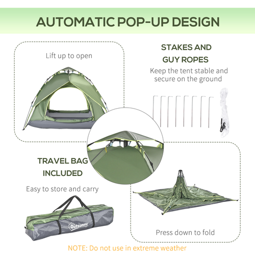 2 Man Pop Up Tent Camping Festival Hiking Family Travel Shelter Outsunny - Cheap Tent