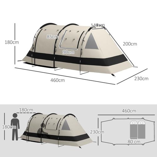 Outsunny Blackout Camping Tent with Bedroom & Living Room for 4-5 Person, Khaki - Cheap Tent
