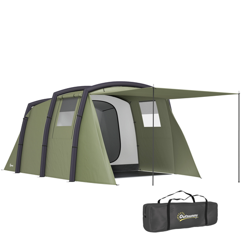Outsunny Inflatable 3-4 Man Tunnel Tent w/ Air Pump, Living Area - Cheap Tent