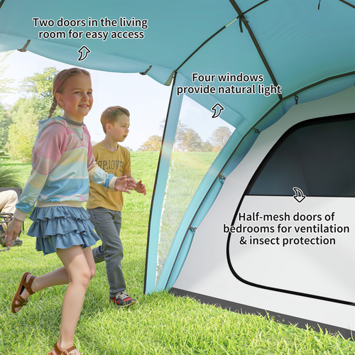 Outsunny 4-6 Man Family Camping Tent w/ 2 Bedrooms, a Living Room - Cheap Tent