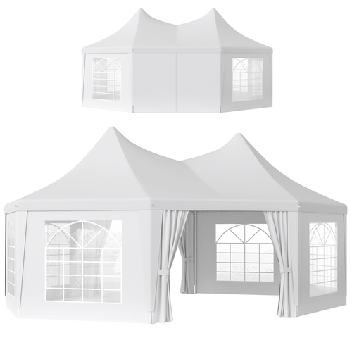 Outsunny 6.8 x 5m Garden Octagonal Gazebo Party Wedding Tent Heavy Duty Marquee - Cheap Tent