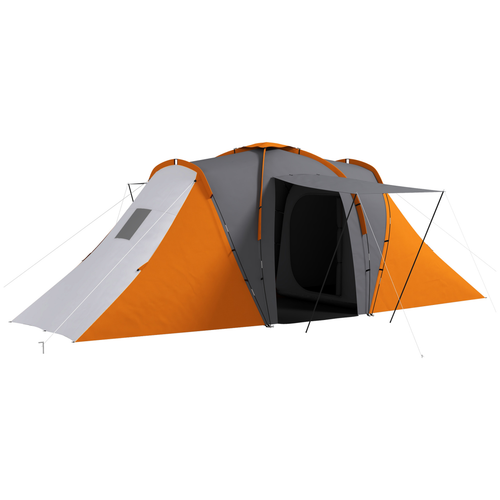 Outsunny 4-6 Man Camping Tent with 2 Bedroom and Living Area, Grey and Blue - Cheap Tent