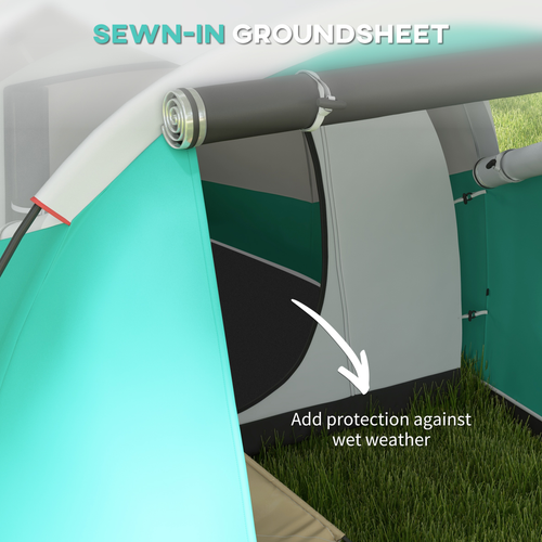 Outsunny 3000mm Waterproof Camping Tent with 2 Rooms for 4-5 Man, Green - Cheap Tent