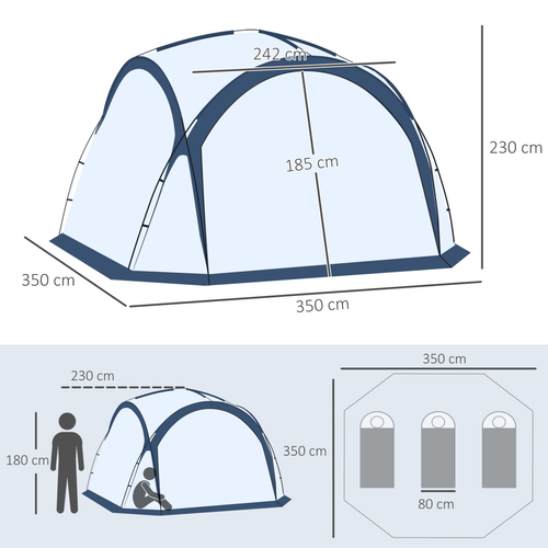 Dome Tent for 6-8 Person Camping Tent w/ Zipped Mesh Doors Lamp Hook Outsunny - Cheap Tent