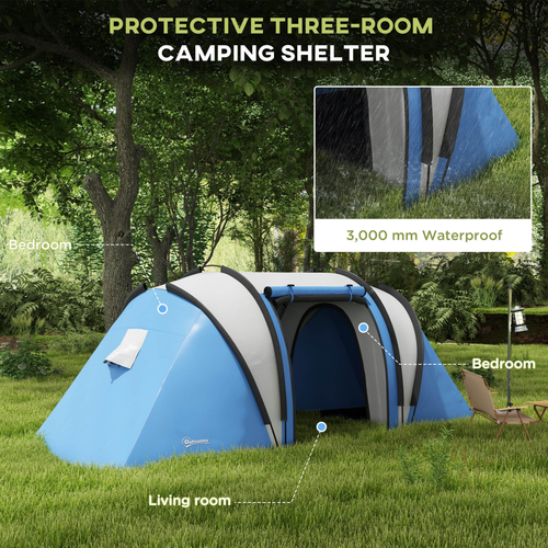 Outsunny 2 Bedroom Camping Tent with Living Area, 3000mm Waterproof - Cheap Tent