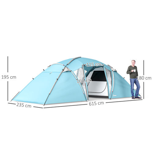 Outsunny 4-6 Man Family Camping Tent w/ 2 Bedrooms, a Living Room - Cheap Tent