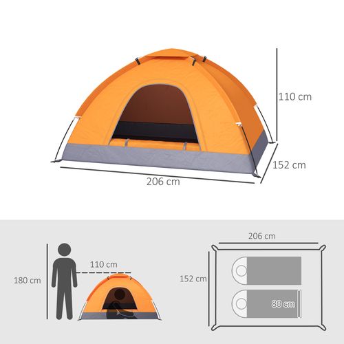 Outsunny 2-Person Dome Camping Tent with Mesh Windows & Storage Pocket - Orange - Cheap Tent