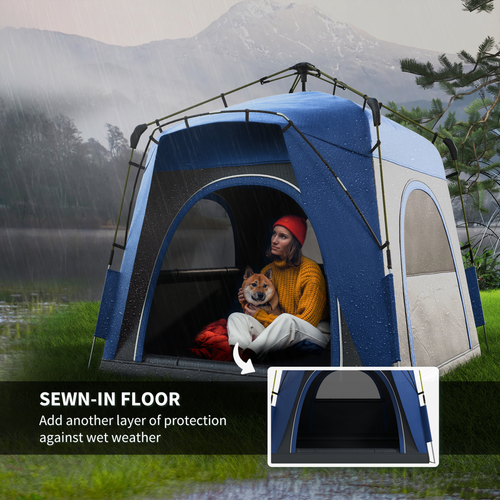 Four Man Pop Up Tent Automatic Camping Backpacking Dome Shelter, Grey Outsunny - Cheap Tent