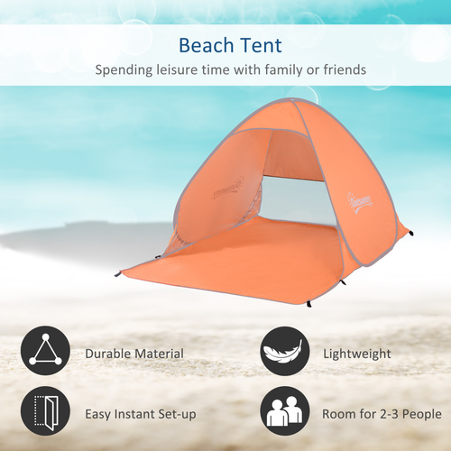 Beach Tent Instant Camping Pop up Tent Sun Shade Shelter, Orange Outsunny - Cheap Tent