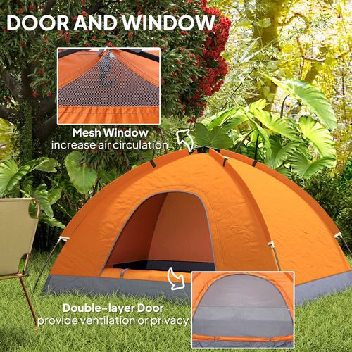 Outsunny 2-Person Dome Camping Tent with Mesh Windows & Storage Pocket - Orange - Cheap Tent