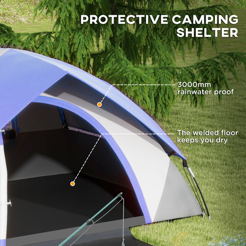 Outsunny 2 Man Camping Tent w/ Sewn-in Groundsheet, 3000mm Waterproof - Cheap Tent
