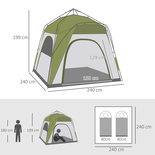Four Man Pop Up Tent Automatic Camping Backpacking Dome Shelter Outsunny - Cheap Tent