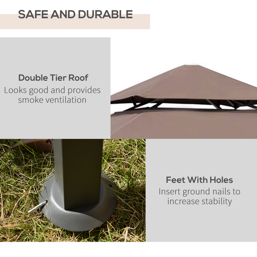 Outsunny 8ft Double-Tier Gazebo Grill Canopy Tent Shelter-Coffee - Cheap Tent