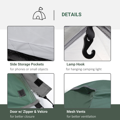Compact Camping Tent w/ Vestibule & Mesh Vents for Hiking Green Outsunny - Cheap Tent