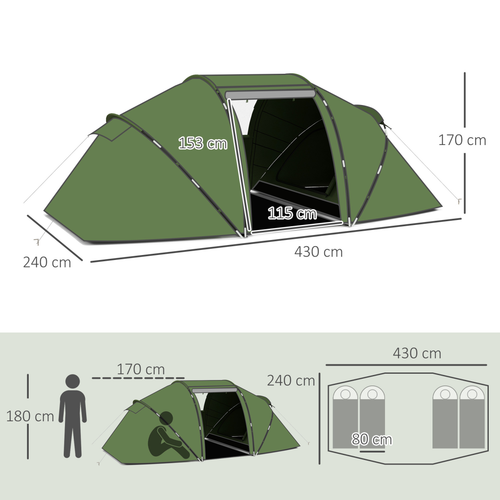 Outsunny 4-6 Persons Camping Tent Dome Family Travel Group Hiking Room Fishing - Cheap Tent