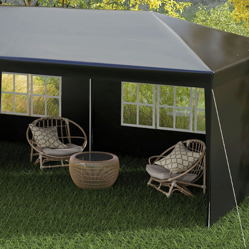 6m x 3m Garden Gazebo Marquee Canopy Party Tent Canopy Patio Black - Cheap Tent