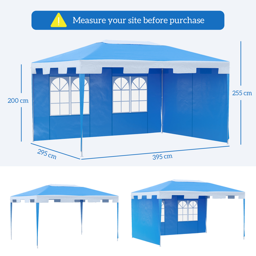 Outsunny 4x3m Garden Heavy Duty Gazebo Marquee Party Tent-Blue - Cheap Tent
