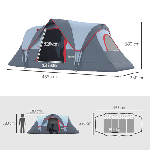 Outdoor Camping Tent For 5-6 W/ Bag, Fiberglass & Steel Frame Outsunny - Cheap Tent