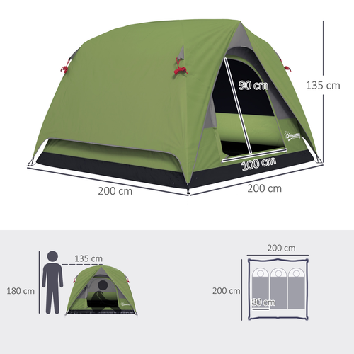 Outsunny 3-4 Person Camping Tent, Waterproof Tent - Cheap Tent