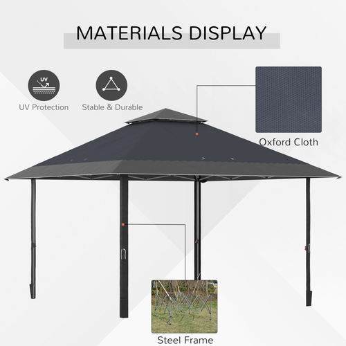 4 x 4m Outdoor Pop-Up Canopy Tent Gazebo Adjustable Legs Bag Grey - Cheap Tent