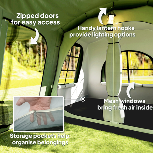 Outsunny 3-4 Man Tunnel Tent with Sewn in Floor, 3000mm Waterproof - Cheap Tent