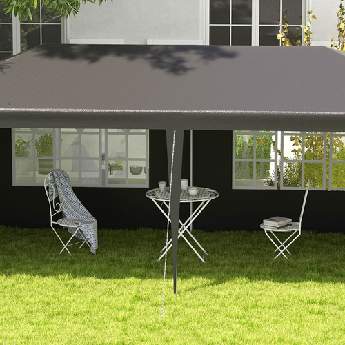 6m x 3m Garden Gazebo Marquee Canopy Party Tent Canopy Patio Dark Grey - Cheap Tent