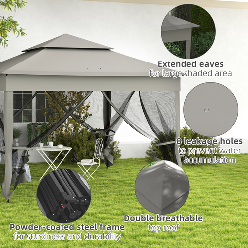 Outsunny Garden Folding Tent Heavy Duty Pop Up Gazebo for Party Dark Grey - Cheap Tent