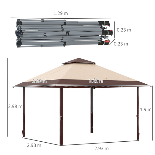 4 x 4m Outdoor Pop-Up Canopy Tent Gazebo Adjustable Legs Bag Coffee - Cheap Tent