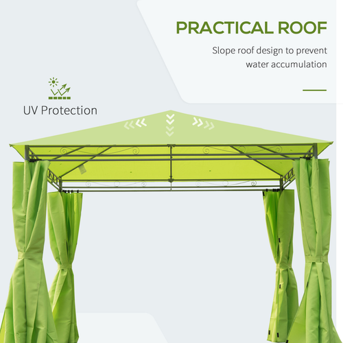 Garden Metal Gazebo Party Tent Canopy Shelter Pavilion Sidewalls-Lemon Green - Cheap Tent