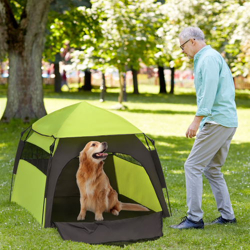PawHut Foldable Dog Cat Tent with Waterproof Oxford Cloth, Carry Bag, Green - Cheap Tent
