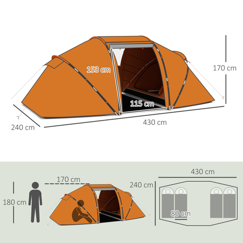 Outsunny 4-6 Persons Camping Tent Dome Family Travel Group Hiking Room Fishing - Cheap Tent