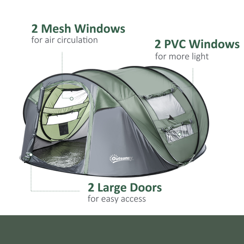 Camping Tent Dome Tent Pop-up Design with 4 Windows for 4-5 Person Outsunny - Cheap Tent