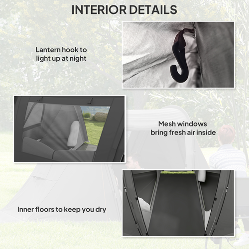 Outsunny 3 Man Camping Tent with 2 Bedrooms, 3000mm Waterproof - Cheap Tent