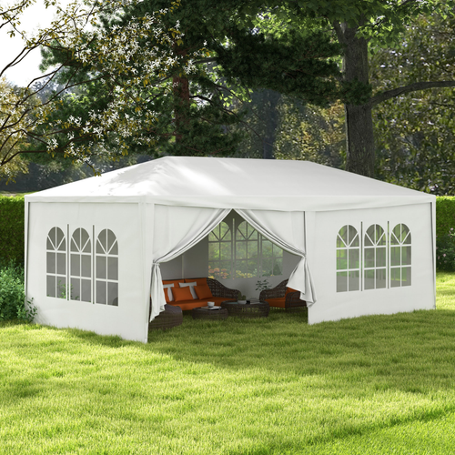 Outsunny 6 x 3(m) Outdoor Gazebo Canopy Party Tent with 6 Removable Side Walls - Cheap Tent
