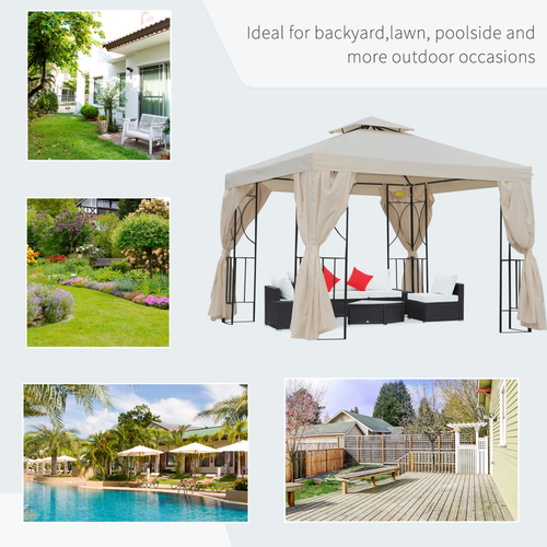 3 x 3m Garden Metal Gazebo Sun Shade Shelter Outdoor Party Tent Outsunny - Cheap Tent