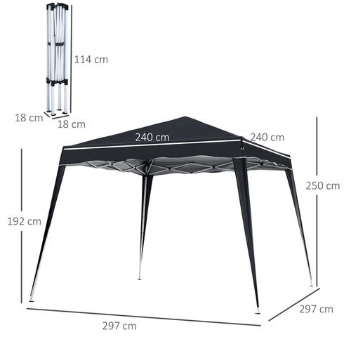 Outsunny Pop-Up Tent, 3Lx3Wx2.4H m-Black - Cheap Tent