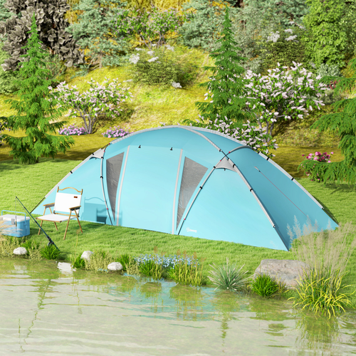 Outsunny 4-6 Man Family Camping Tent w/ 2 Bedrooms, a Living Room - Cheap Tent
