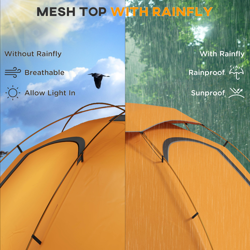 Outsunny Camping Tent Dome Tent with Removable Rainfly for 1-2 Man, Grey - Cheap Tent