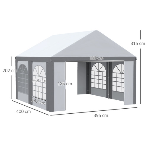 4 x 4m Party Tent, Marquee Gazebo with Sides, Four Windows and Double Doors - Cheap Tent