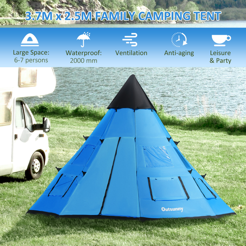 6-7 Person Large Family Party Camping Tent Carrying Bag, Mesh Window Outsunny - Cheap Tent