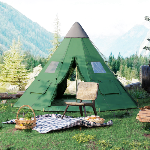 Outsunny 6-7 Person Large Family Party Camping Tent W/ Carrying Bag - Cheap Tent