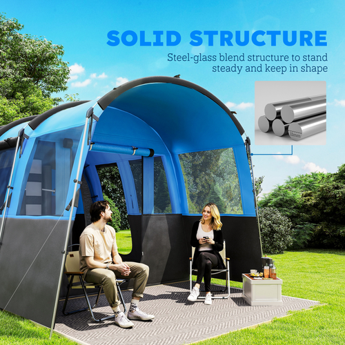 Outsunny 8-Person Camping Tent Tunnel Design with 4 Large Windows - Cheap Tent