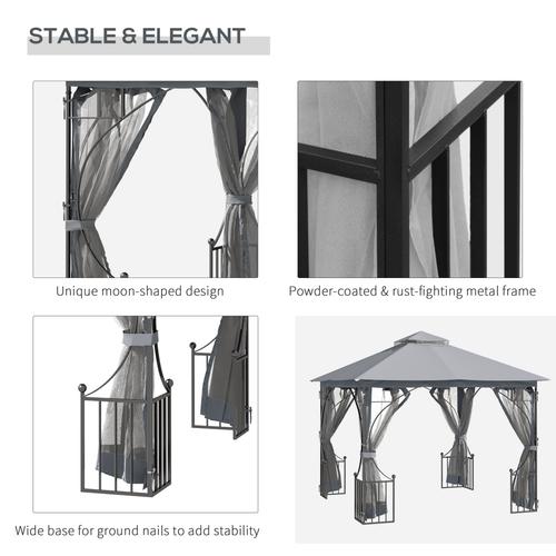 Gazebo Party Tent Canopy Sun Shade for Patio Garden Light Grey 3x3(m) Outsunny - Cheap Tent