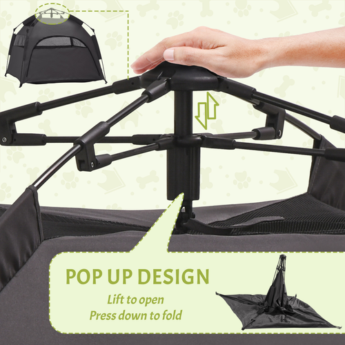PawHut Foldable Dog Cat Tent with Waterproof Oxford Cloth, Carry Bag, Grey - Cheap Tent