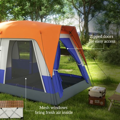 Outsunny Camping Tent with 3000mm Waterproof Rainfly & Screen Panels, Orange - Cheap Tent