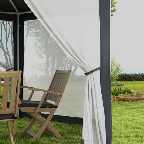 Outsunny Hexagonal Gazebo Patio, Outdoor Canopy Patio Party Tent Dark Grey - Cheap Tent