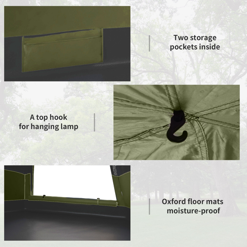 Outsunny 4 Person Camping Tent Festival Hiking Shelter, Dark Green - Cheap Tent
