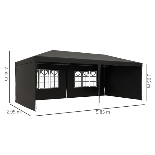 6m x 3m Garden Gazebo Marquee Canopy Party Tent Canopy Patio Dark Grey - Cheap Tent