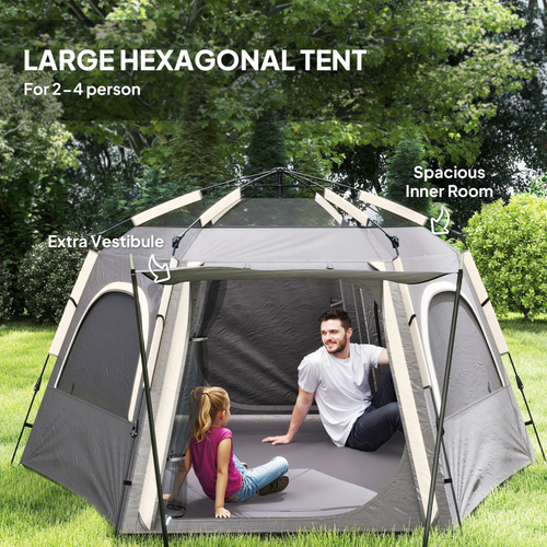 Outsunny Instant Camping Tent, 4 Person Easy Setup Dome Tent - Cheap Tent