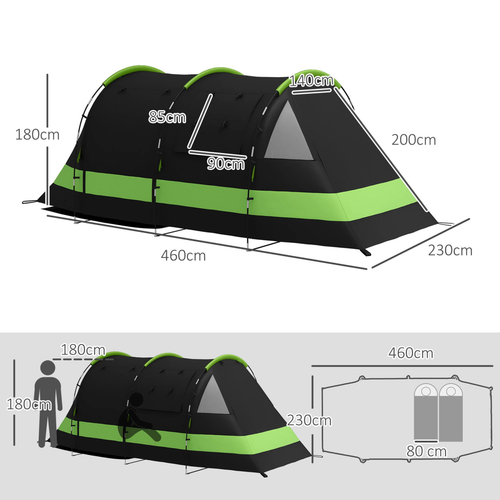 Outsunny Blackout Camping Tent with Bedroom & Living Room for 4-5 Person, Black - Cheap Tent